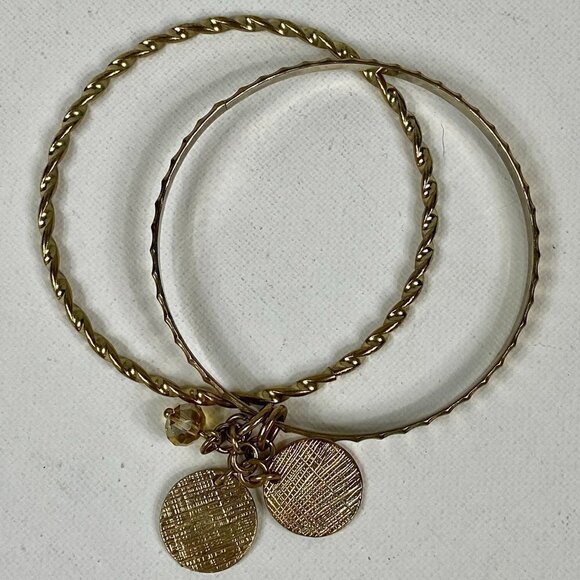 Vintage Gold Bangle Bracelets with Charms - Picture 6 of 11